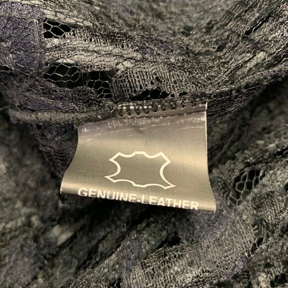 CABAN ROMANTIC Size 8 Black Lace Leather Fringed Coat - Picture 7 of 7